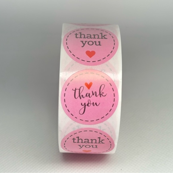 100 thank you stickers l 1 in round shipping supplies | pink stickers - Picture 4 of 4